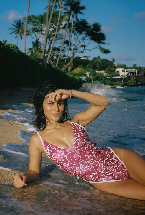 Coral Swim X Havana One Piece Batik with White Piping