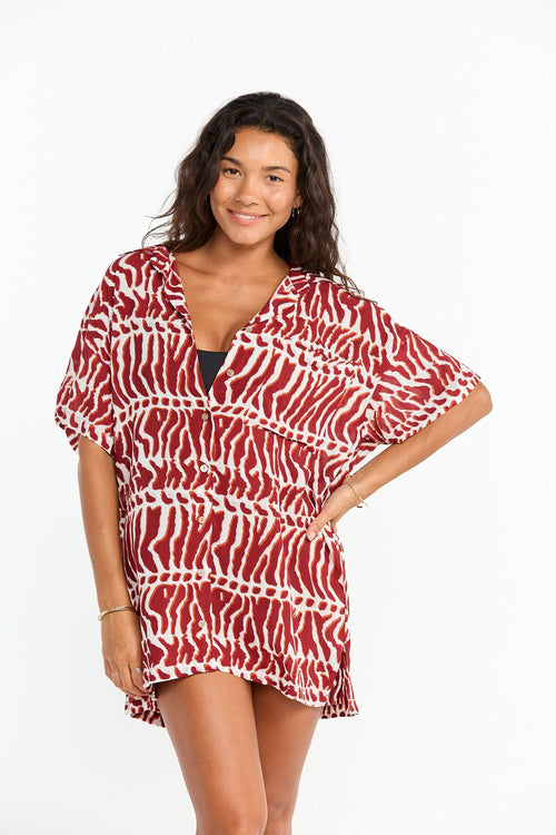 Benoa Swim Aloha Shirt Dress Miter