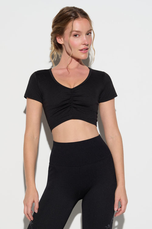Spiritual Gangster Seamless Lunar Light Mila Top Black