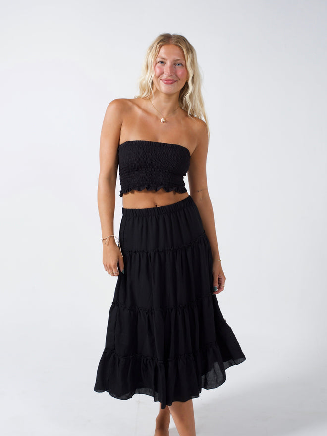 Coral Swim X Sunshine Skirt Black