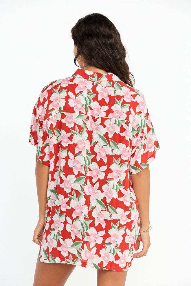 Benoa Swim Aloha Shirt Dress Vintage Orchid