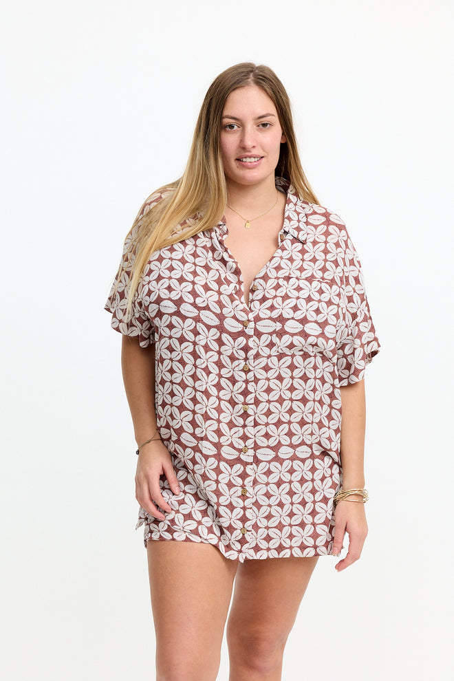 Benoa Swim Aloha Shirt Dress Cowrie Basket