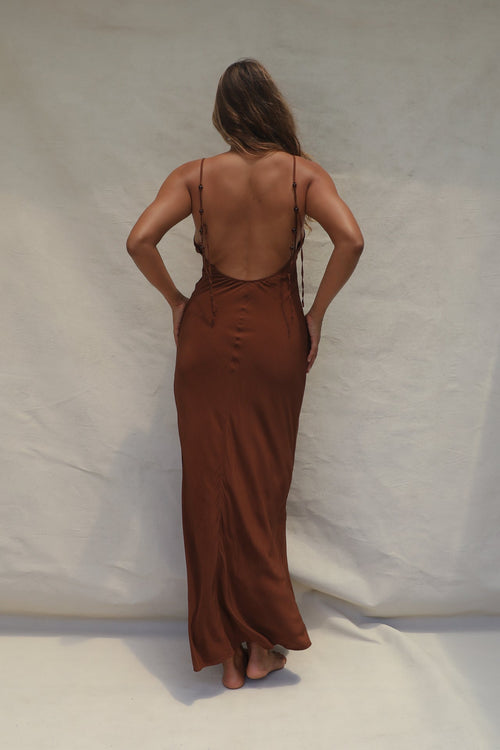 Stone Fox Alma Beaded Slip Dress Coconut Oil
