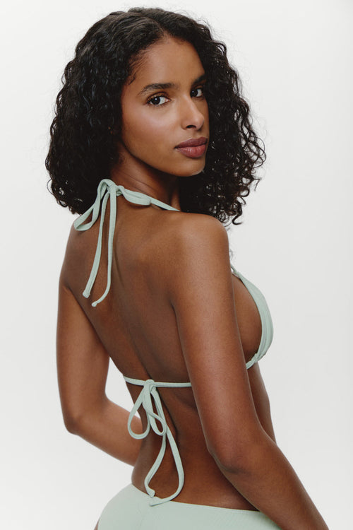 Frankies Bikinis Nick Ribbed Triangle Top Minty