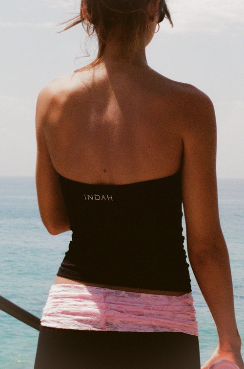 Indah Flax Black Tube Top