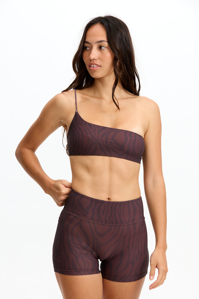Benoa One Shoulder Bra Chocolate Zebra