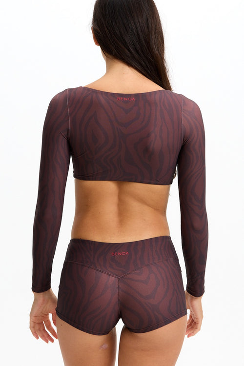 Benoa Long Sleeve Crop top Chocolate Zebra